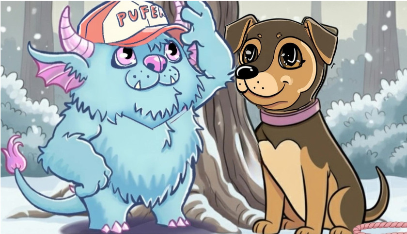 Wyzwania generowania AI - porównanie dwóch klatek pokazujących problem z konsystencją wizualną, gdzie czapka postaci Pufka zmienia wygląd między ujęciami